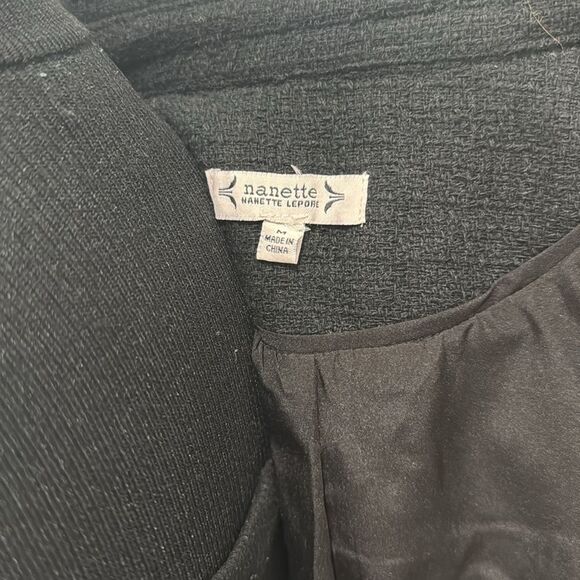 Nanette Lepore Women’s Jacket Blazer Tweed Black White Pearl Button Medium - Picture 8 of 9